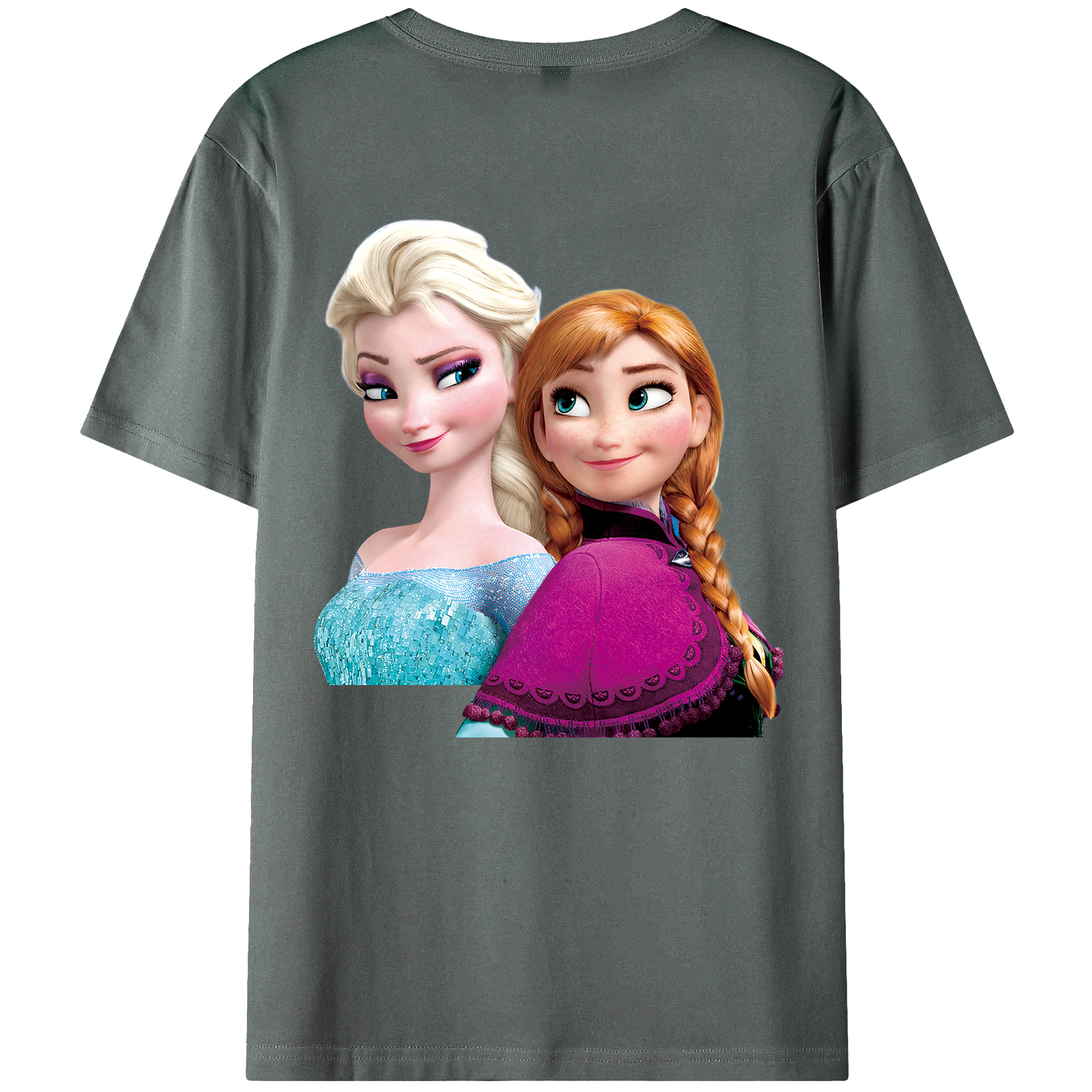 （画像用） アナと雪の女王 アンナ エルサ Frozen Anna Elsa 綿100％ メンズ半袖Tシャツ（バックプリント） 通気性